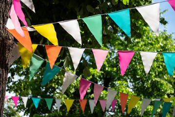 Vibrant, festive garland for cheerful, colorful celebrations. 