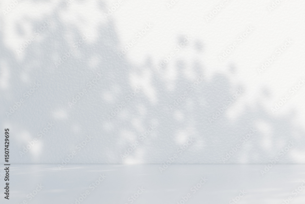 Poster abstract shadow patterns of tree branches on a white wall. 3d rendering
