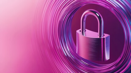 Fototapeta premium Metallic padlock captured in vibrant swirl, symbolizing security and protection in digital and physical realms