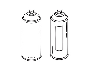 aerosol spray paint can stands doodle hand drawn icon. Outline drawing spray paint can line clipart symbol