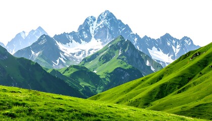Fototapeta premium Majestic Green Mountain Landscape.peak, smooth, three-dimensional, hill, art, elevation, grassy, rolling, scenic, beauty, digital, grass, green, nature, texture, landscape, mountain, natural,