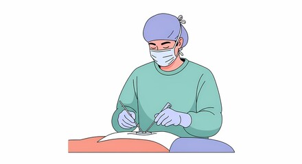 Surgeon Performing Operation with Scalpel and Forceps in Sterile Environment