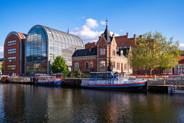 View of the city on the Brda River. Bydgoszcz, Poland.