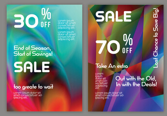 Flyer A4 Sale with Bright Holographic Gradient Glow Background