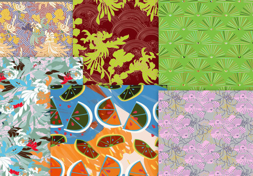 Seamless Pattern Floral Motifs Big Aster Flower