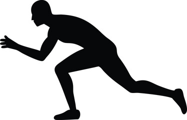 Athlete Silhouette Running Start Action Pose