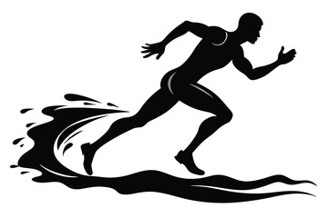 Runner Silhouette Speed Water Splash Design