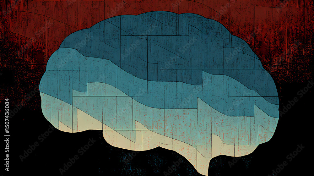 Wall mural a creative image of a brain composed of puzzle pieces, symbolizing the complexity of thoughts and em