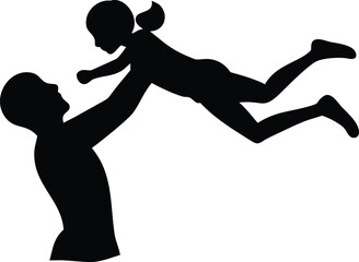 Happy Father Daughter Silhouette Vector Art