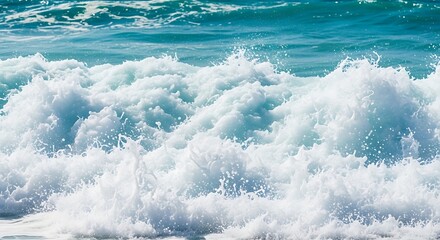 Obraz premium Waves crash against sandy shore