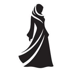 Naklejka premium Simple black Abaya silhouette – Abaya silhouette – Abaya vector – Abaya illustration – ladies dress silhouette – silhouette of Abaya