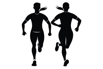 Running Couple Silhouette Fitness Sport
