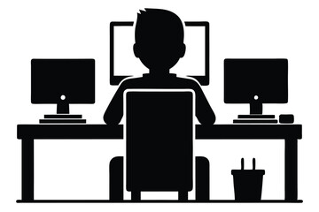 Person Working Multi Monitors Desk