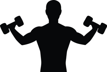 Muscular Man Lifting Dumbbells Silhouette
