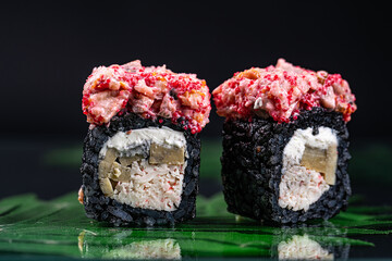 Gourmet Black Rice Sushi with Creamy Topping