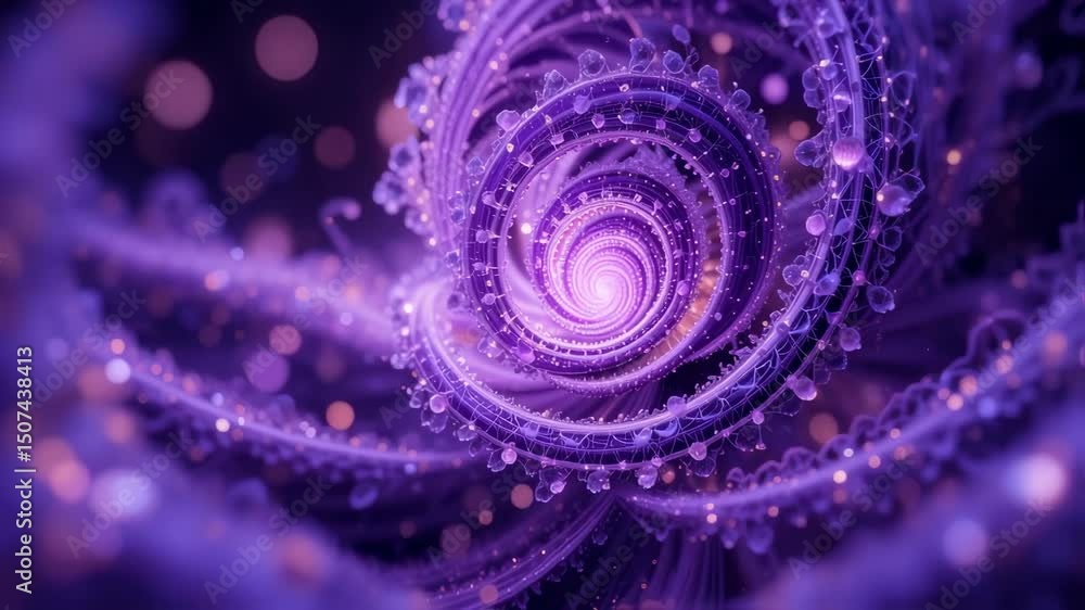 Poster abstract purple spiral with bokeh lights - mesmerizing animated background