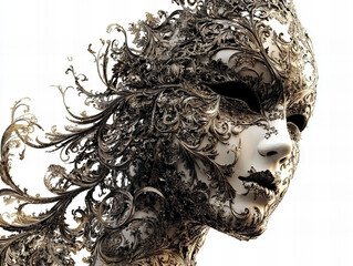 Intricate mask design showcasing detailed patterns and textures, emphasizing artistry and creativity in visual expression