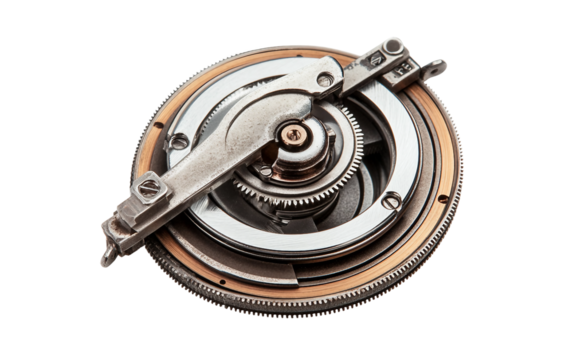 Close up macro shot of precise camera shutter parts highlighting mechanical complexity and design Isolated on Transparent Background PNG