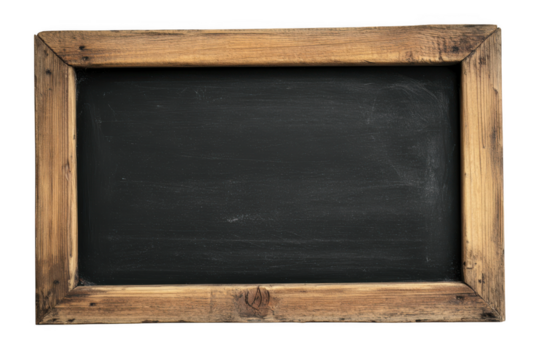 Vintage chalkboard frame isolated on transparent background