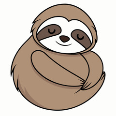 Vector illustration of sloth isolated on white background.