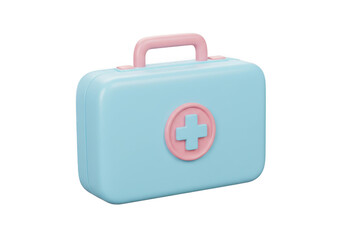 Cartoon first aid kit 3d render isolated on transparent background