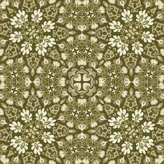 Seamless ornamental mandala pattern with intricate symmetrical vector design. Inspired by traditional motifs. Perfect for textiles, wallpapers, tiles, packaging, and decorative projects.