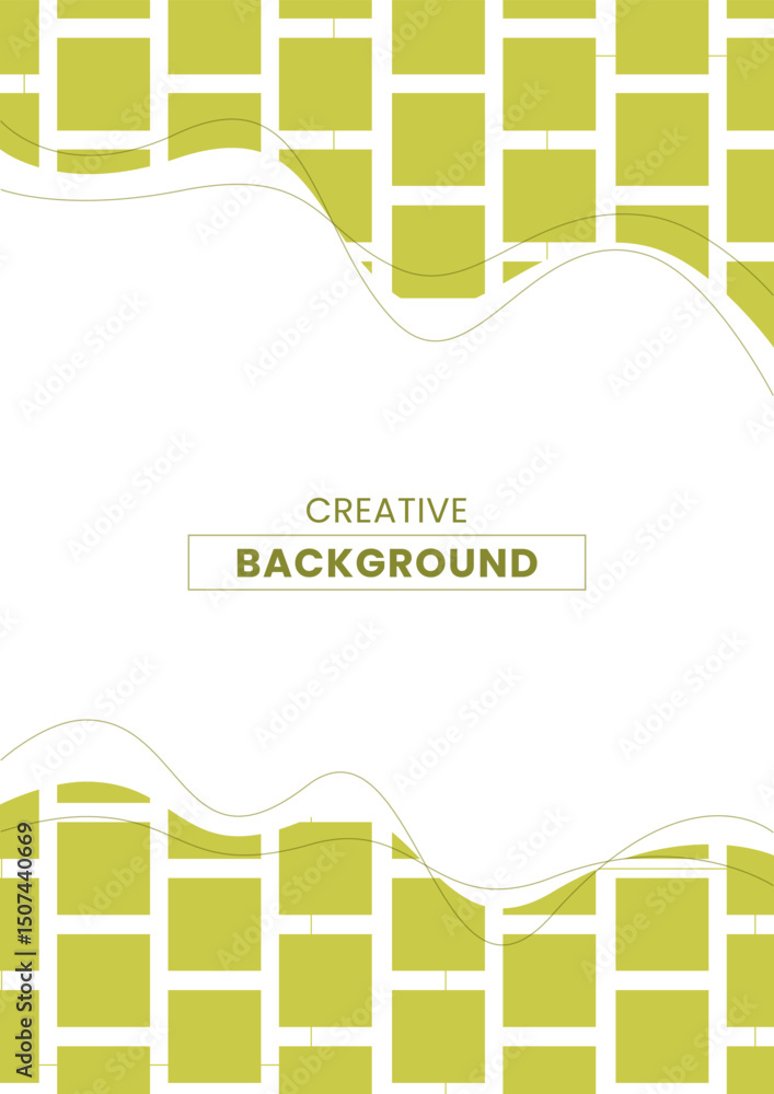 Poster green or yellow geometric abstract background with square pattern.