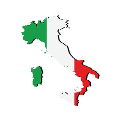 Italy Map And Italy Flag Vector Design.
