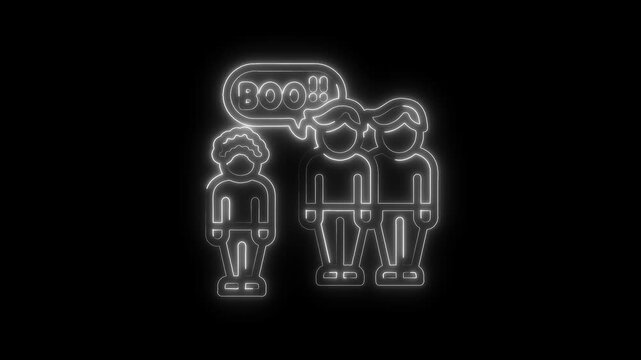 Neon outline of group being booed anonymously in crowd reaction concept