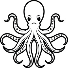 octopus cartoon outline vector icon illustration

