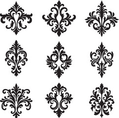 Ornate Damask and Baroque Floral Designs vector