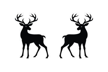 Fototapeta premium Deer silhouette vector art illustration horns. deer head silhouette on white background.