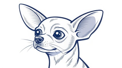 Adorable chihuahua dog portrait line art illustration