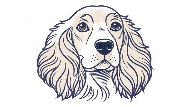 Elegant cream cocker spaniel dog portrait illustration