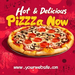 Delicious pizza graphic design.
