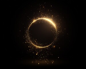 Elegant gold glitter and shimmering particles on black background