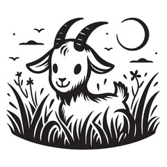 cute goat on the grass vector image