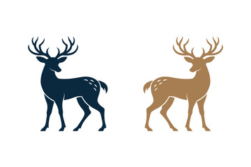 Fototapeta premium Deer silhouette vector art illustration horns. deer head silhouette on white background.