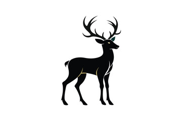 Obraz premium Deer silhouette vector art illustration horns. deer head silhouette on white background.