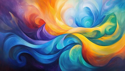 Abstract swirls of color, dynamic and fluid, with an emphasis on motion and energy