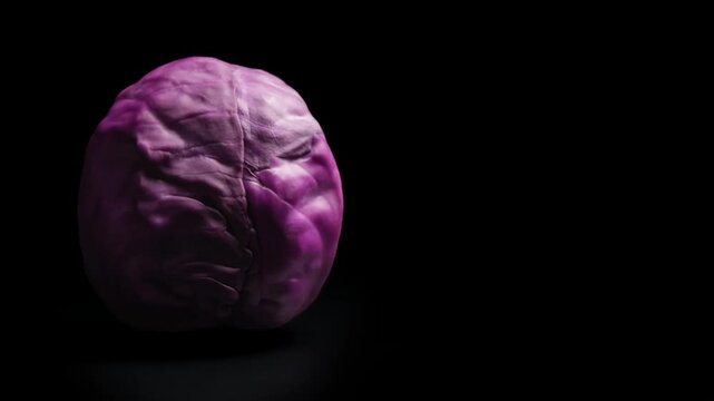 close-up of vibrant purple cabbage head isolated