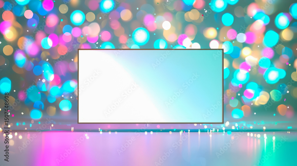 Aufkleber colorful bokeh background with a blank screen ideal for digital presentations and creative projects