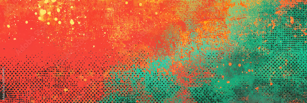 Leinwandbilder vibrant shades of orange blend seamlessly with teal, forming an abstract pattern. the dotted texture