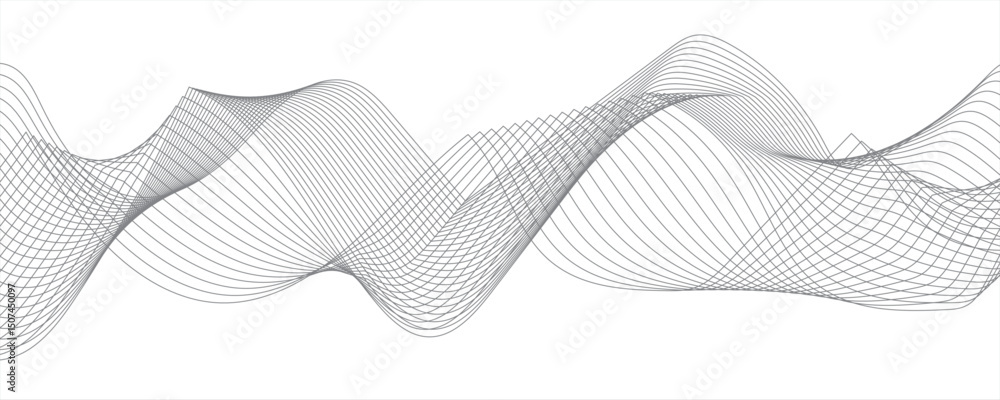 Poster abstract gray lines wave curve motion on white background. vector illustration. abstract line art ve