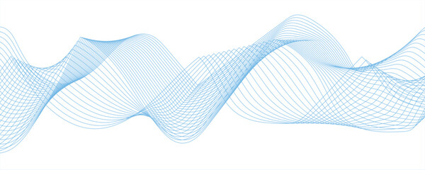 Abstract sky blue lines wave curve motion on white background. Vector Illustration. Abstract line art vector.  Abstract frequency sound wave lines and twisted curve lines.