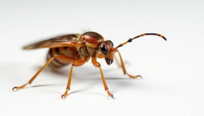 Close-up of single insect on pure white background, wings, macro