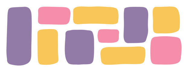 hand drawn rectangle text box doodle colorful set. abstract geometric frame. empty kids simple textbox template collection.