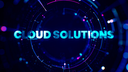 Futuristic cloud Sloutions technology visualizes streaming data with code, symbolizing digital information storage and processing
