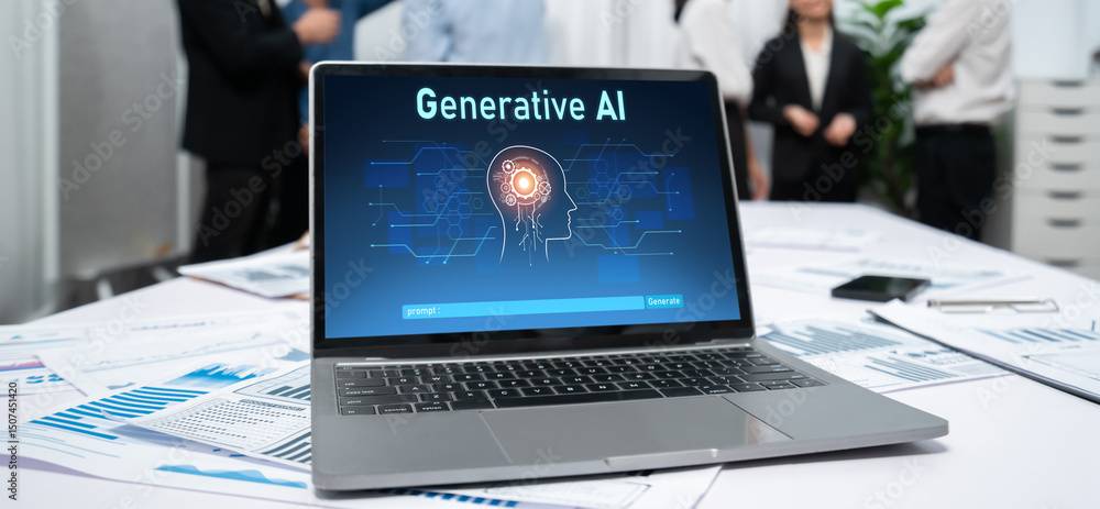 Aufkleber Generative AI virtual assistant tools for prompt engineer and user for ease of engage artificial intelligence AI technology help people to work with generative AI functions by prompting the AI brisk