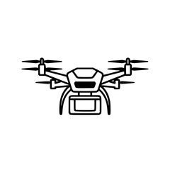 Drone delivery service, monochrome illustration for websites